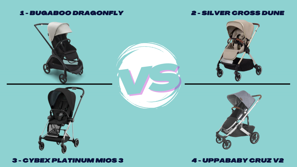 Bugaboo Dragonfly vs. Silver Cross Dune vs. Cybex Mios 3 vs. UPPAbaby Swaddles Baby