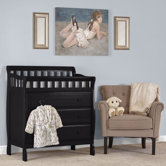 Black crib and changing table best sale