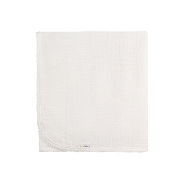 Ely's & Co. Cotton Muslin Swaddle Blanket with Scallop Trim