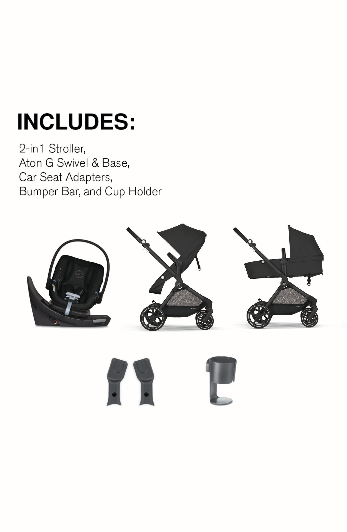 Cybex EOS 5-in-1 Travel System Stroller + Lightweight Aton G Swivel Infant Car Seat