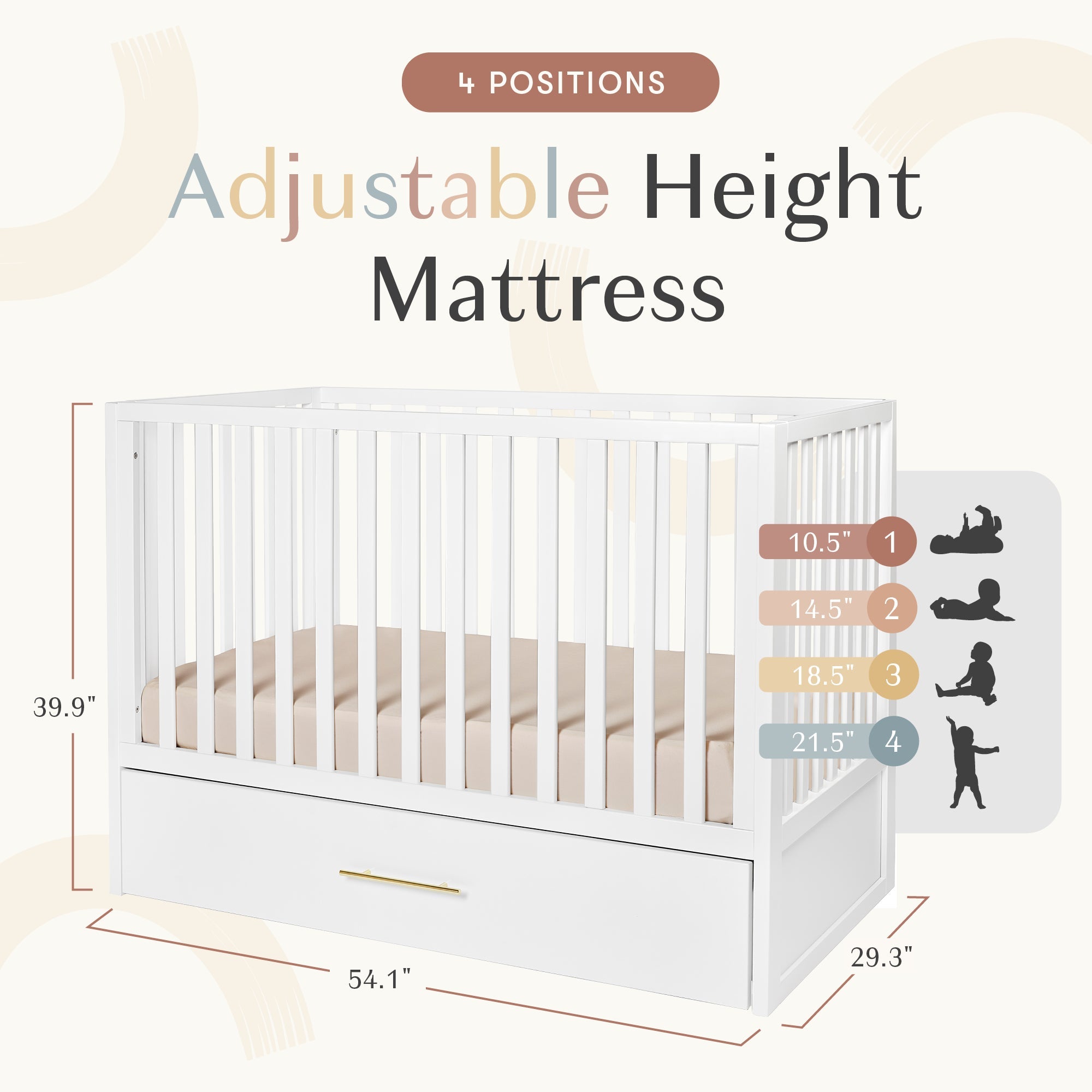 HushCrib 3 in1 Convertible Crib With Trundle Swaddles Baby