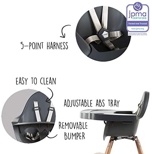 Childhome EVOLU ONE.80° Adjustable & Swivel High Chair – Swaddles Baby