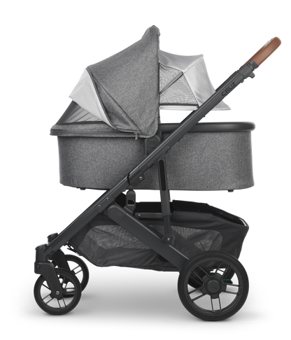 Mega babies' UPPAbaby CRUZ V2 stroller features a protective sun shield.