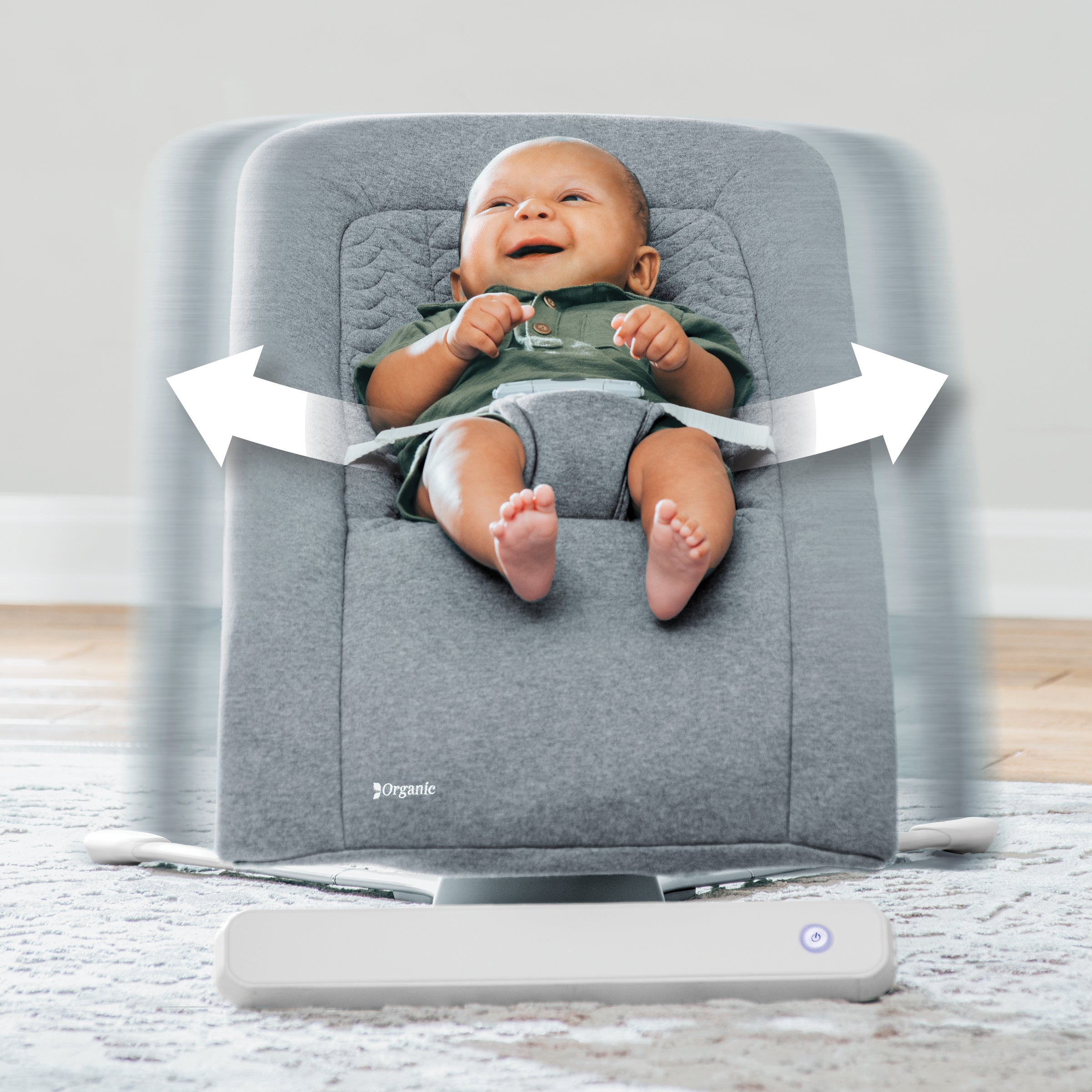 Chicco E Motion Auto Glider Bouncer Grey Swaddles Baby