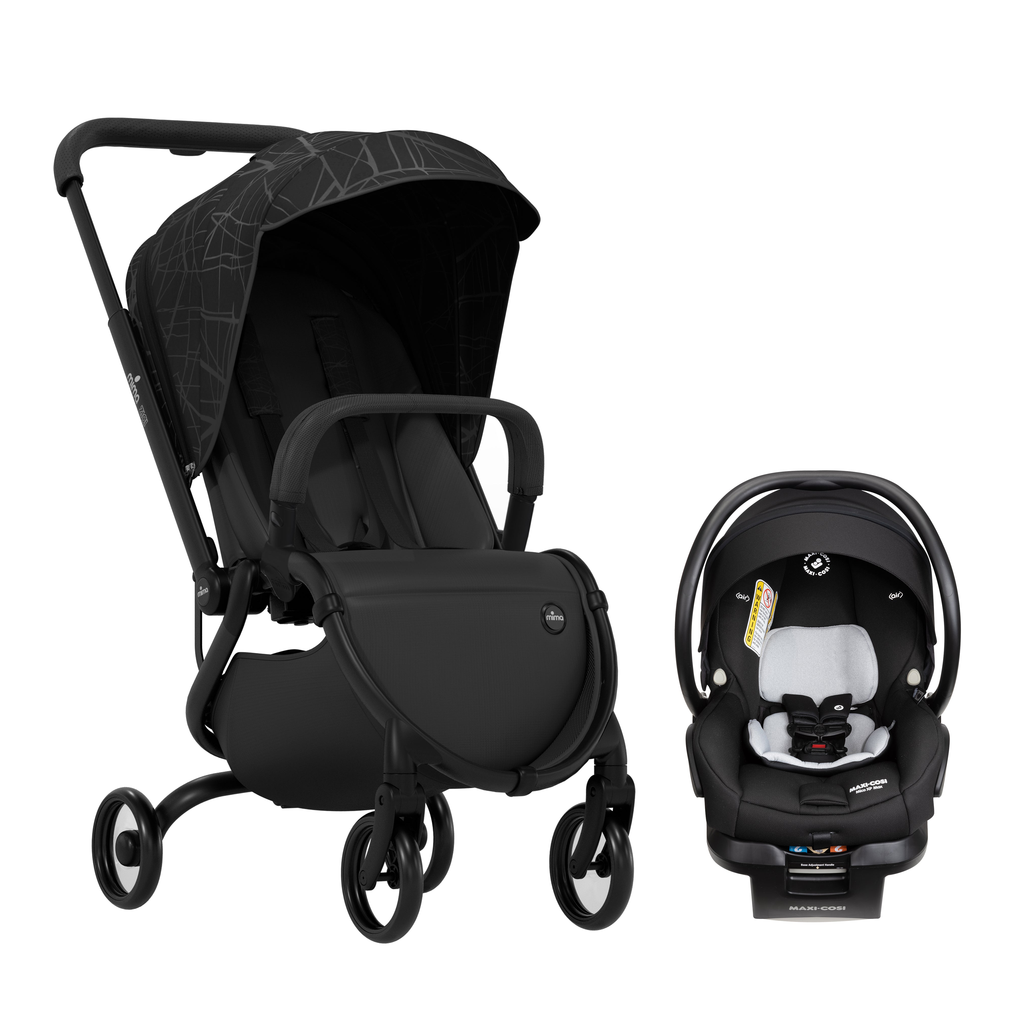 Mima Zigi 3G Stroller Travel System with Maxi Cosi Mico XP Max Swaddles Baby