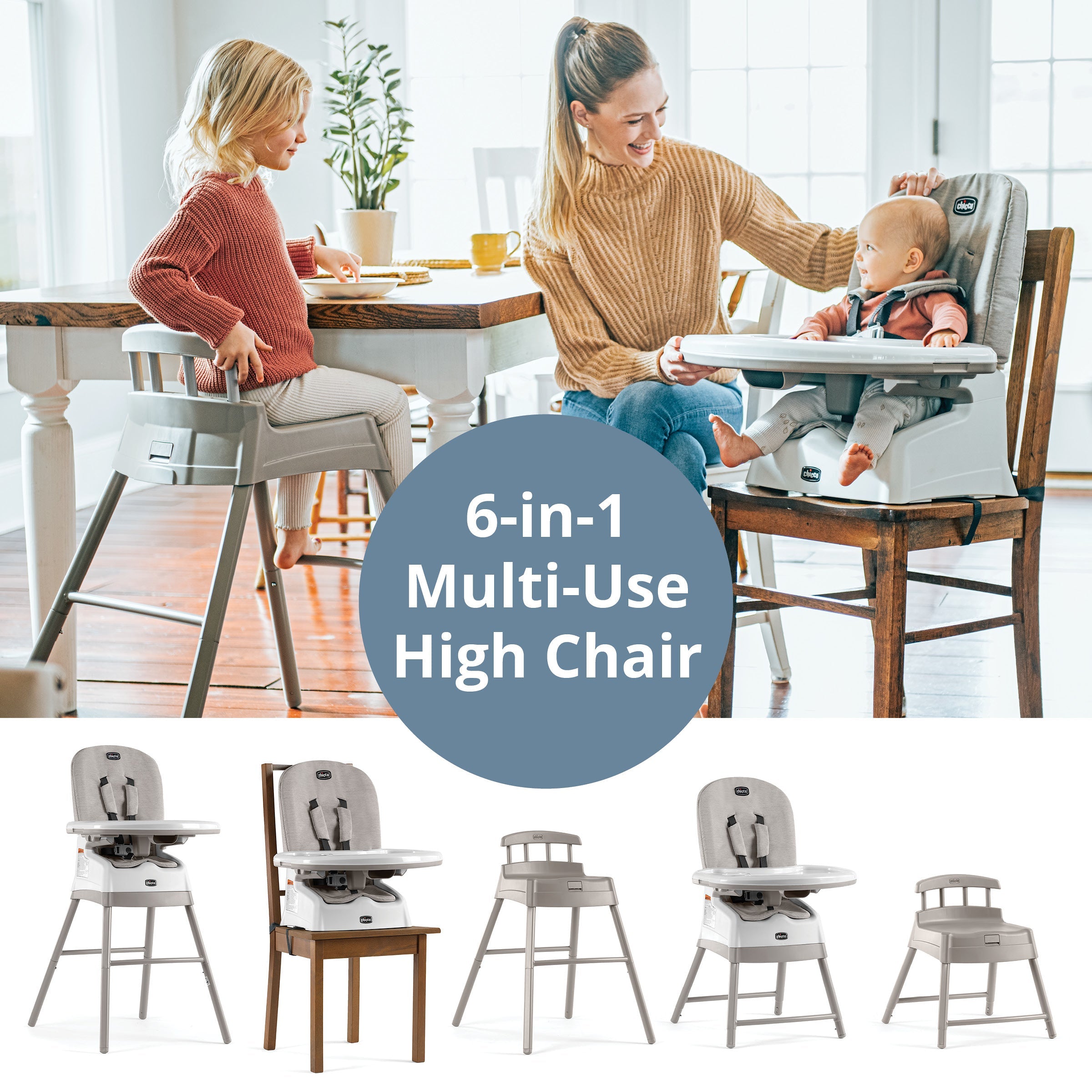 Chicco Stack Hi Lo 6 in 1 Multi Use High Chair Swaddles Baby