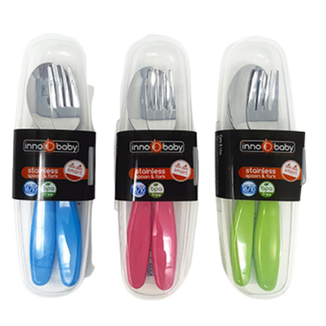 Innobaby Din Din SMART EZ Grip Spoon & Fork Set with Case