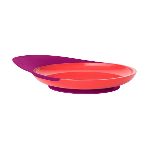 Catch Plate With Spill Catcher - Coral/Purple - Baby Feeding