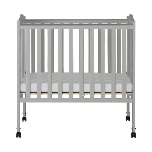 Dream On Me 2 in 1 Lightweight Folding Portable Crib - Pebble Grey - Portable Folding Crib