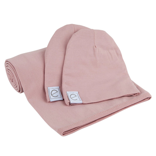 Ely's & Co. Jersey Knit Cotton Swaddle Blanket and Beanie Hat Gift Set