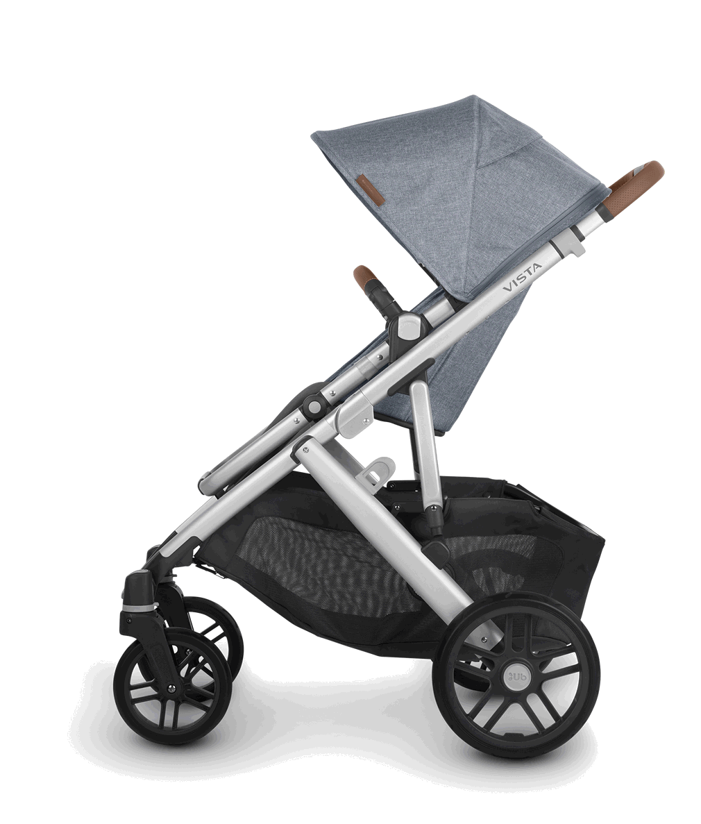 View Mega babies' UPPAbaby Vista V2 double stroller configurations.